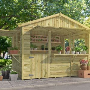 Kiosk Playa, groen geïmpregneerd vuren, incl vloer, dakleer