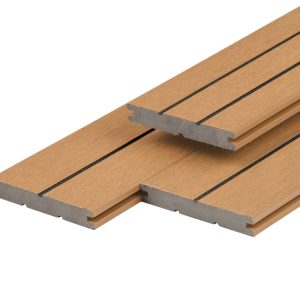 PuraDock composiet vlonderplank 2,2 x 14,6 x 290 cm, cedar, massief, 1 zijde 1 groef, 1 zijde 2 groeven, fijne houtnerf, clip systeem