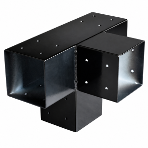Gegalvaniseerd verbindingsstuk 4-weg T-model voor vierkante palen 15 x 15 cm antraciet structuurcoating