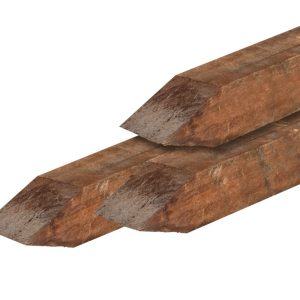 Azobé hardhout paal 8,0 x 8,0 x 275 cm fijnbezaagd, gepunt