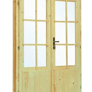 Dubbele deur+kozijn enkel glas D3 | groen geïmpregneerd